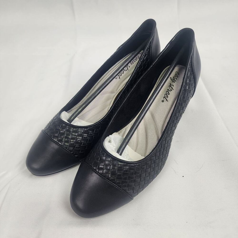 Easy Street Trinnie Women's Black Woven Comfort Pumps Heels Size 8.5M